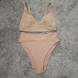 Aerie high-waist jacquard bikini set